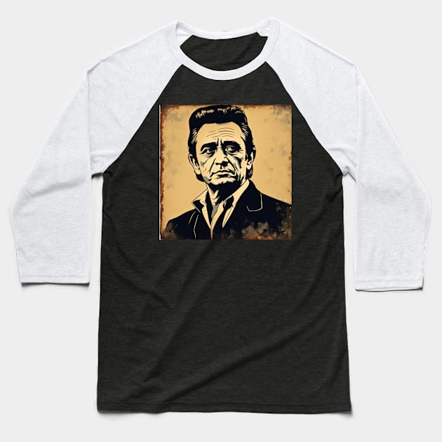 Johnny Cash Harmonious Hits Baseball T-Shirt by labyrinth pattern